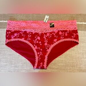 NEW TORRID PANTIES COTTON MID RISE CHEEKY LACE TRIM PANTY WILD HEARTS SIZE 2